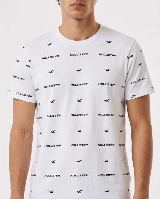 تي شيرت برقبة دائرية وطبعة جرافيك من Hollister قطن
